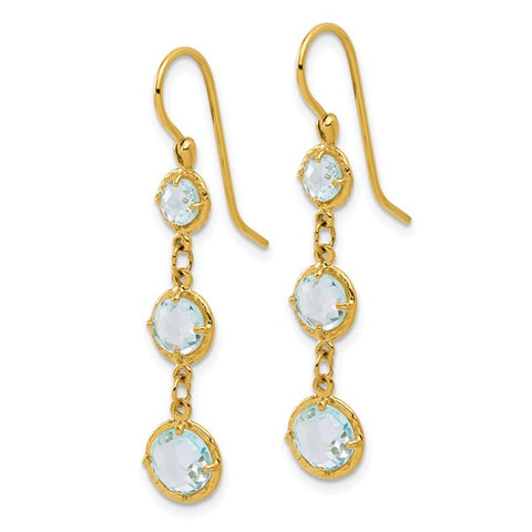 Textured Graduated Blue Topaz Dangle Earrings