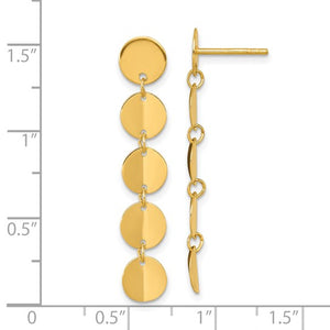 14K Polished Solid Five Circle Post Dangle Earrings