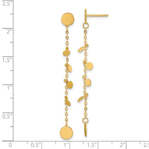 14K Polished Discs Post Dangle Earrings