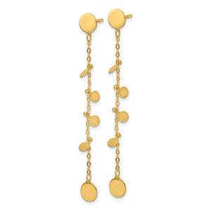 14K Polished Discs Post Dangle Earrings