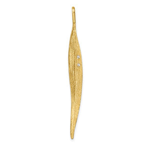 Textured Diamond Long Leaf Pendant