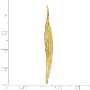 Textured Diamond Long Leaf Pendant