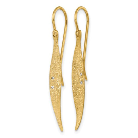 Textured Diamond Leaf Earrings