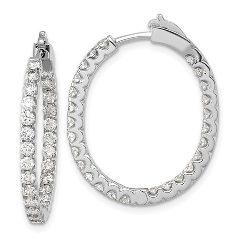 Diamond In/Out Hinged Oval Hoop Earrings