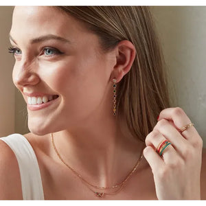 Rainbow Bezel Cascade Earrings