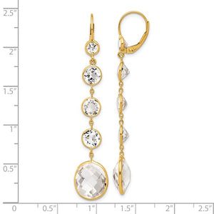 White Topaz Leverback Dangle Earrings