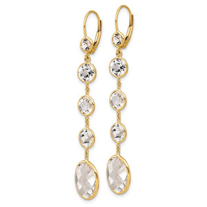 White Topaz Leverback Dangle Earrings