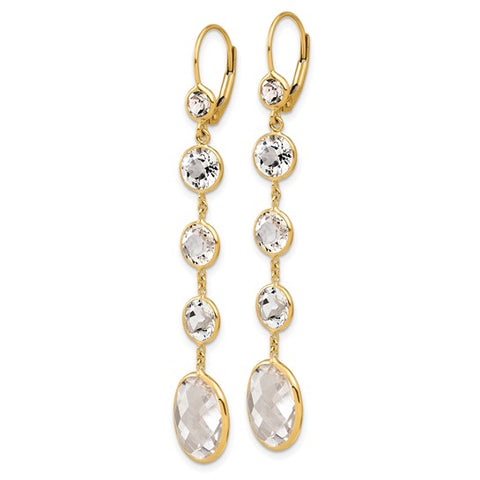 White Topaz Leverback Dangle Earrings