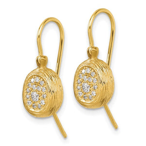 Textured Diamond Oval Dangle Earrings
