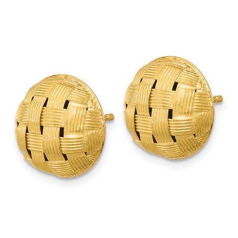 Woven Button Earrings