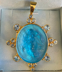 Bright Blue Venetian Glass Pendant